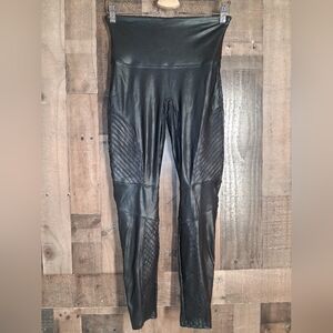 Spanx Moto Faux-Leather Leggings Womens Size XL Black